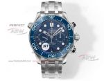 Copy N1 Factory Omega Seamaster 300m blue dial blue ceramic bezel stainless steel watch 